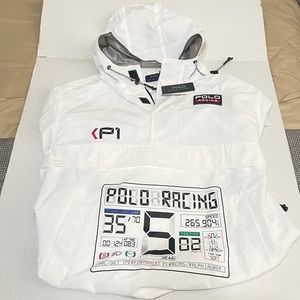 NWT POLO Ralph Lauren RRL P-WING RACING JACKET Stadium 1992 WHITE Hoodie  MENS L